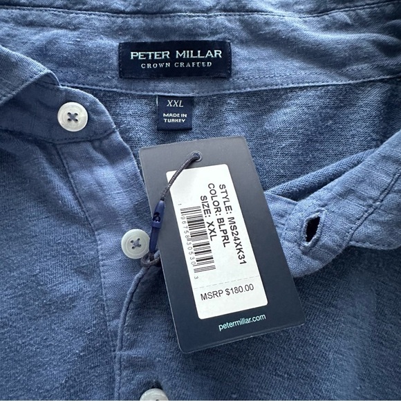 PETER MILLAR Crown Crafted Short Sleeve Polo SZ XXL Blue Pearl NWT Retail $180 - Picture 2 of 8